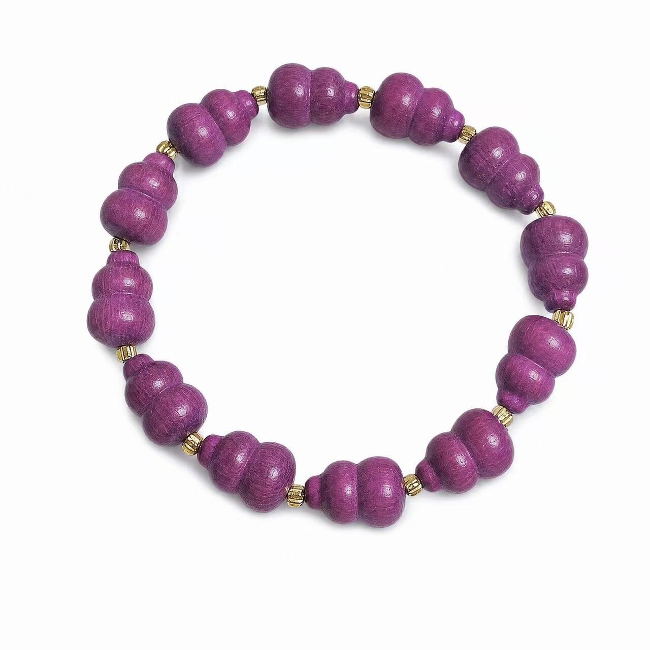 BR-016 purple pine wood beaded bracelet photo 6