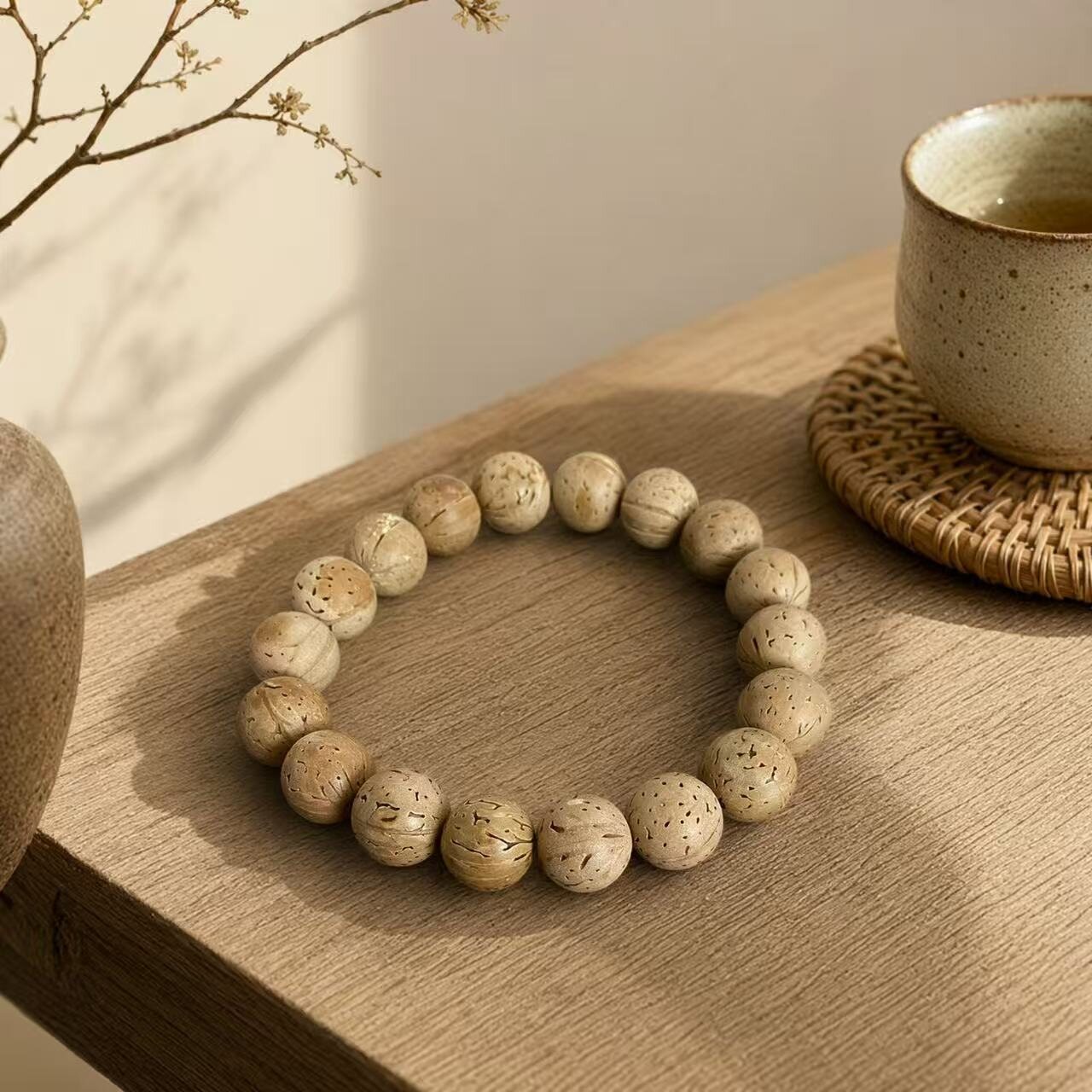 BR-022 walnut texture beaded bracelet photo 1