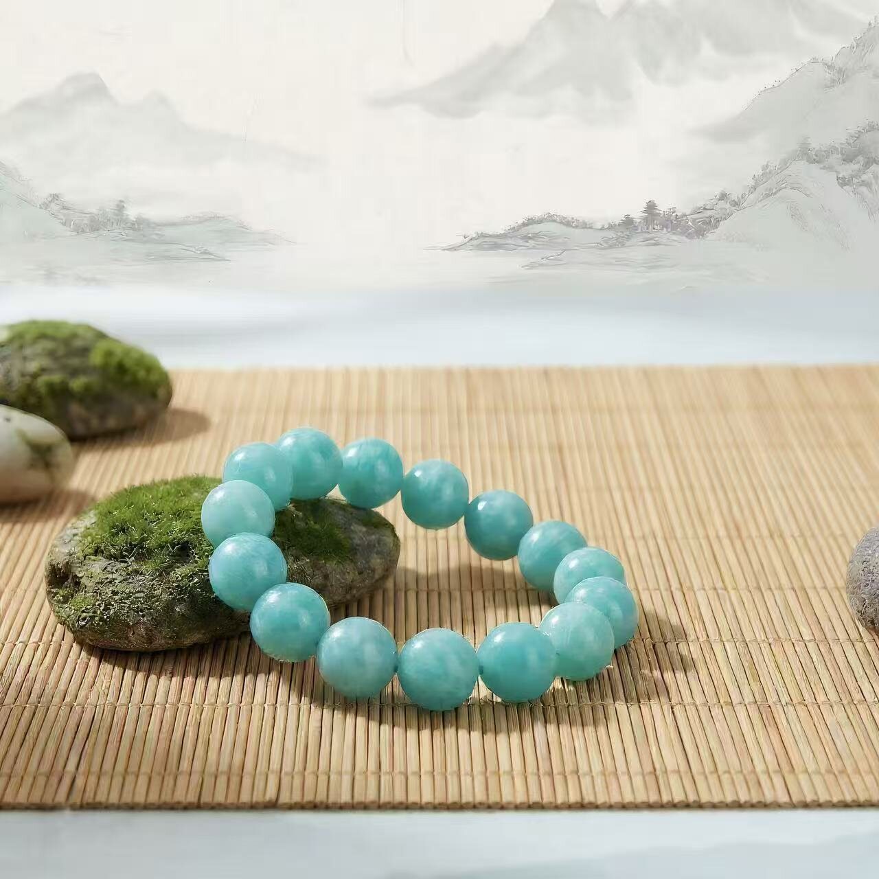 BR-028 old mine amazonite beaded bracelet photo 1