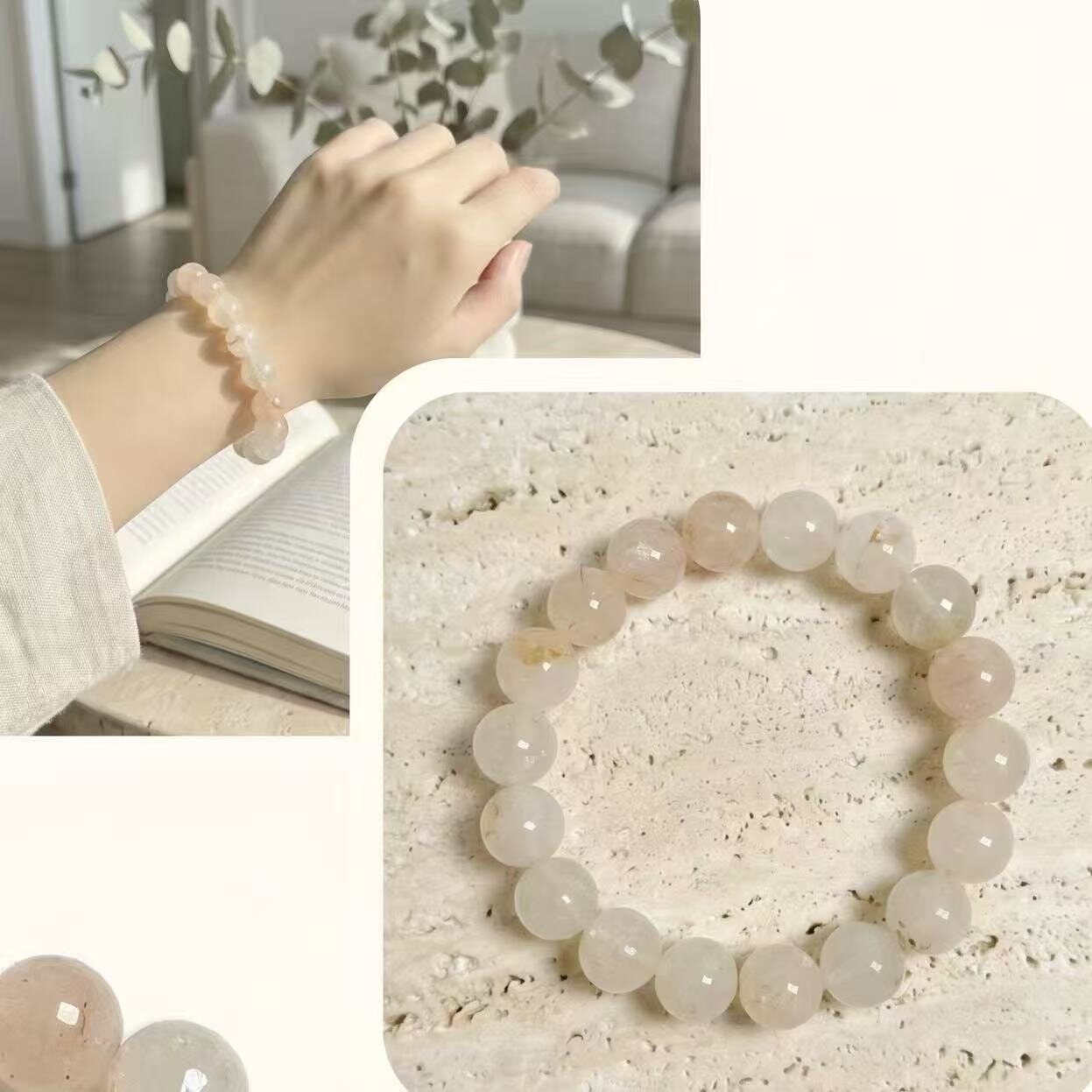 BR-033 pink snowflake phantom beaded bracelet photo 2